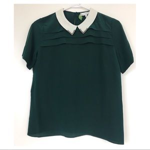 Sandro Embellished Collar Silk Blouse